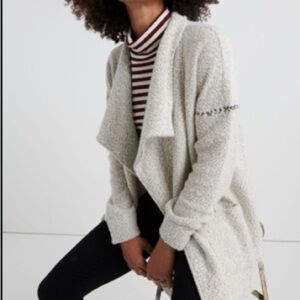 Lucky Brand Womens Blanket Stitch Cardigan Gray Sweater Sz XS Long Sleeve Cozy